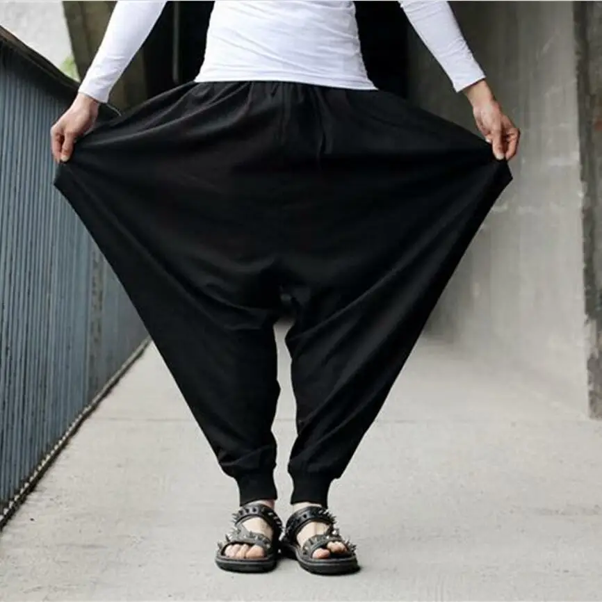 

Cotton Linen Harem Baggy Japanese Loose Casual Style Boho Trousers Cross-pants Crotch Wide Leg Mens Pants