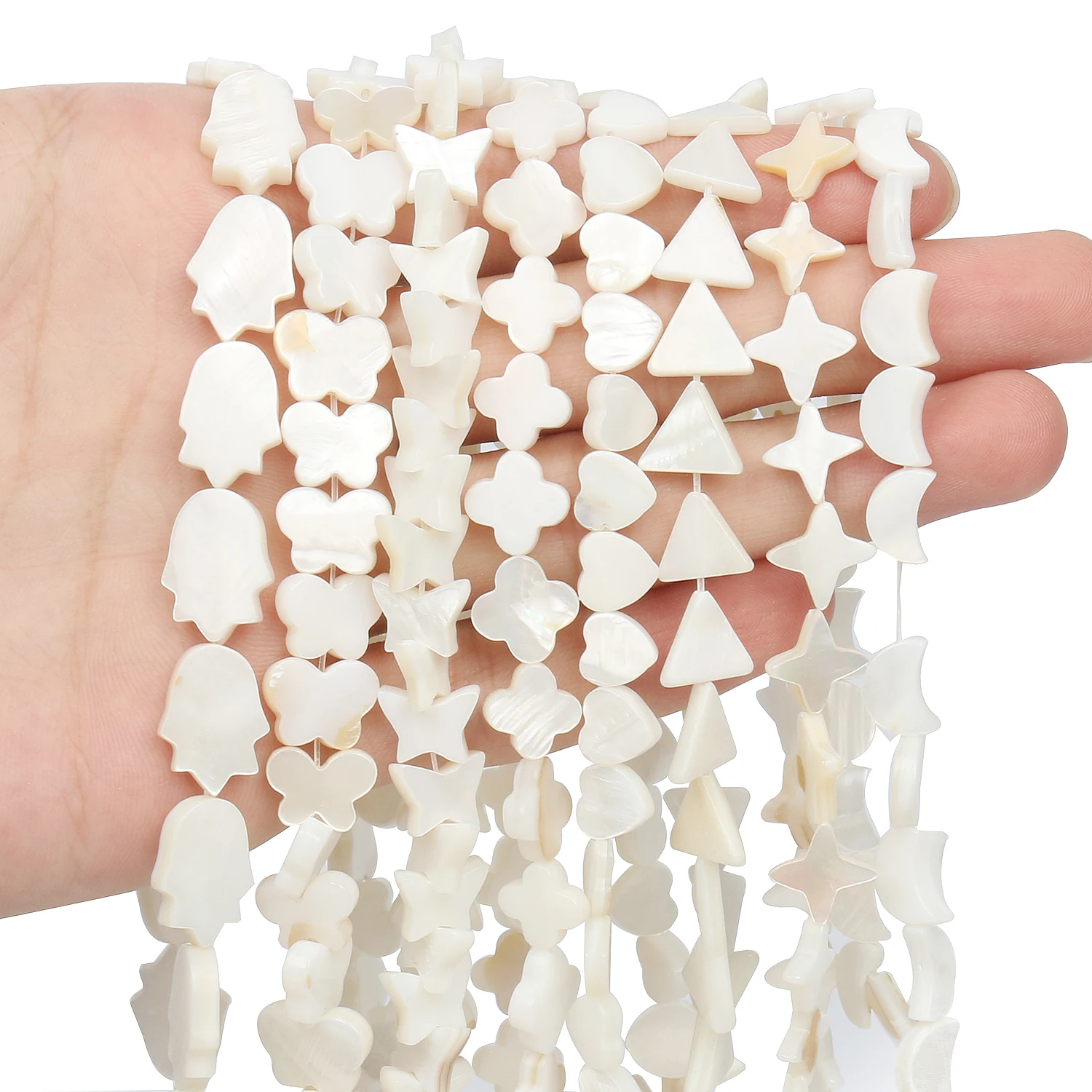 

Natural White Shell Love Star Oval Round Cross Square Mother of Pearl Spacer Bead For Jewelry Making DIY Charm Bracelet Necklace