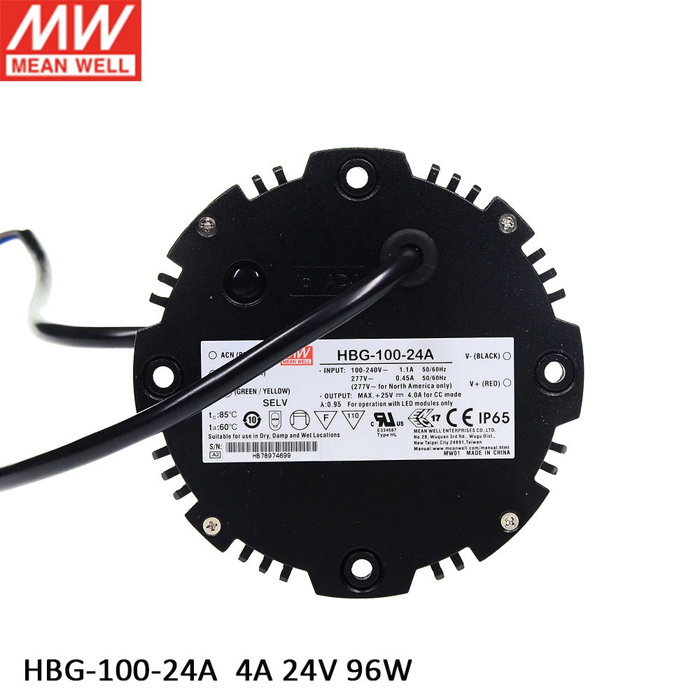 MEAN WELL HBG 100 24A 96W 4A 24V с драйвером постоянного тока для светодиода круговой