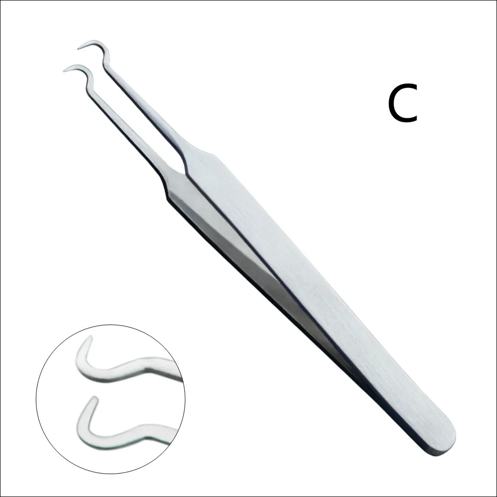 

1PCS Professional Tweezers 3 Designs for Nail Art/Face Care/Eyelash Extension Blackhead Acne Blemish Pimple Remove Tools