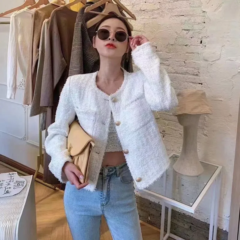 

New Arrival Runway Spring French Women's High Quality Luxury Tweed Short Jacket Coat Elegant Sweet Outerwear