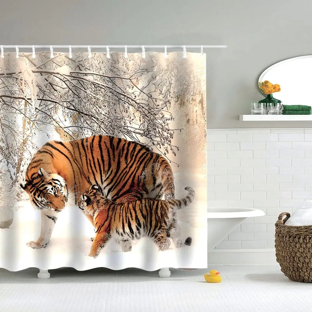 Dafield животных Ванная комната душа Шторы черный голова льва с леопардовым принтом