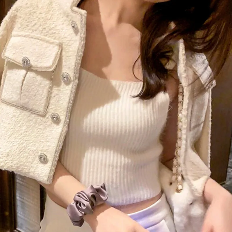 

DEAT 2021 New Spring Autumn Fashion Casual Long Sleeve Slim Beaded Drill Button Tweed Stand Collar Jacket Women's SK646