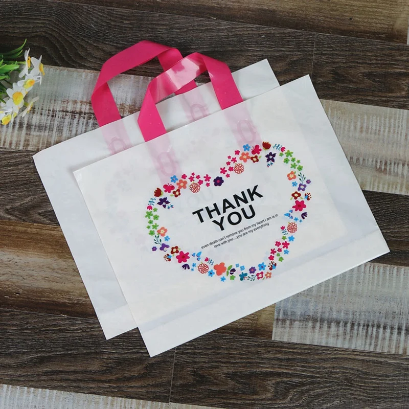 50 Pcs Thank You Plastic Merchandise Shopping Bags Boutique Retail Gift Party Supply(33X25X6CM) | Багаж и сумки
