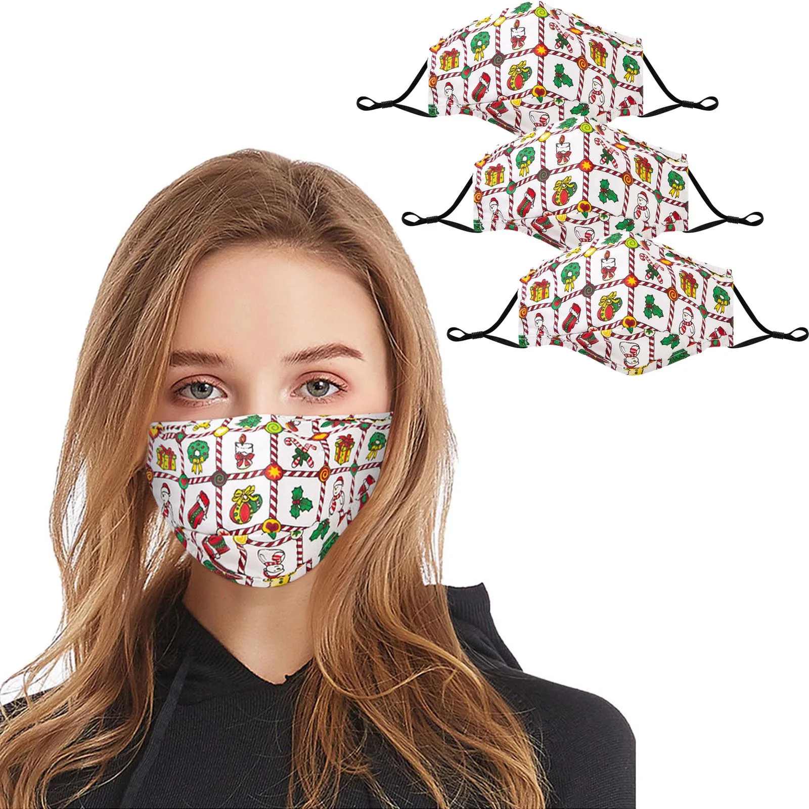 Комплект из 3 предметов для взрослых маски лица с рождественским принтом