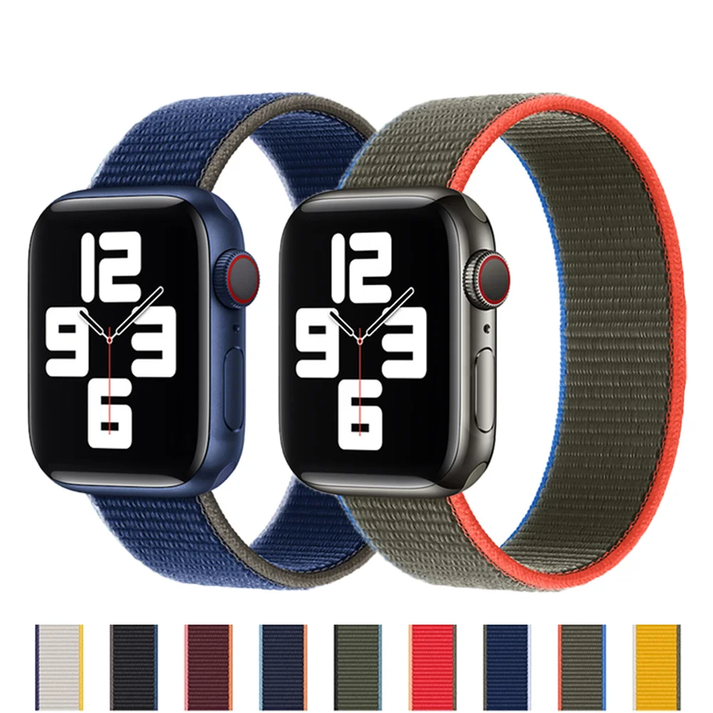 

Sport watchband for apple watch band 44mm 42mm 40mm 38mm smartwatch nylon loop belt bracelet apple watch series 6 SE 5 4 3 2 1