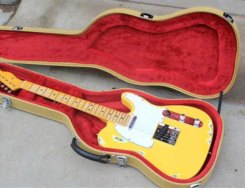 

Factory store TL TELE Vintage luteal yellow neck, White Pickguard, Electric Guitar Guitarra