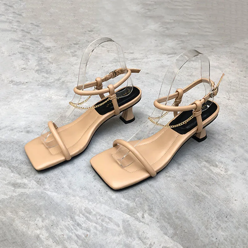 Женские босоножки на высоком каблуке [DEAT] черные из искусственной кожи с