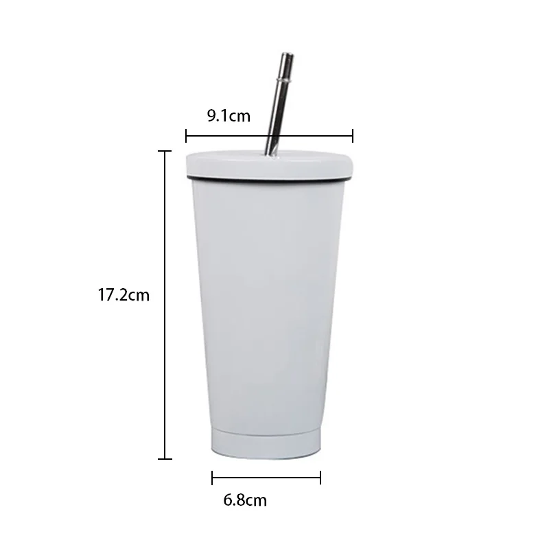 Stainless Steel Double Insulation Straw Cup 500ML Vacuum Tea Coffee Mug with Lid Metal Drinkware Water Bottle Travel Accessories | Дом и сад