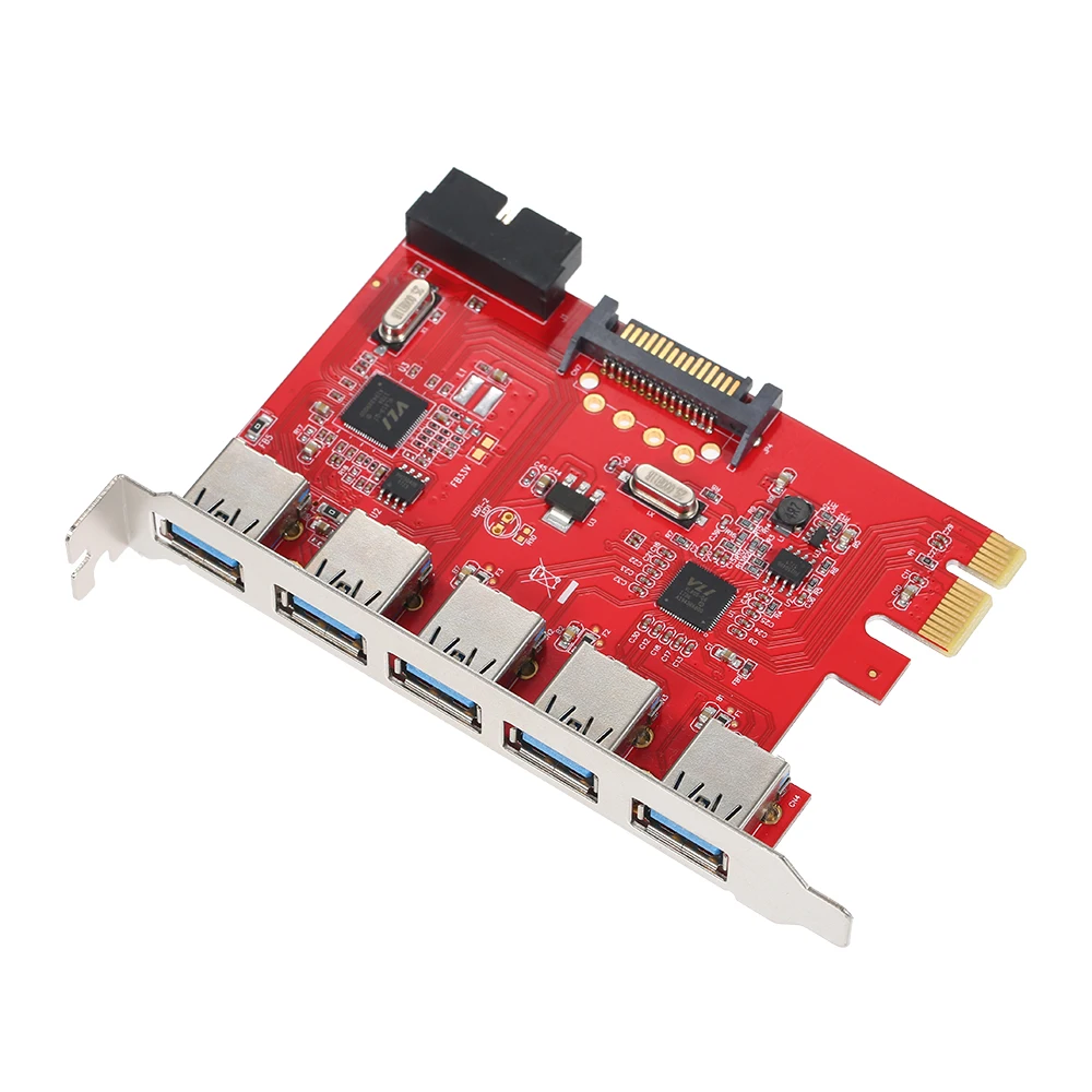 PCI E к USB 3 0 5 портов экспресс карта расширения Mini адаптер концентратор с 19Pin + 15Pin