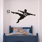 Виниловая наклейка на заказ с именем мальчика, Настенная Наклейка с футбольным логотипом, с изображением футбольных персонажей, для украшения спальни мальчиков, для комнаты подростка, для домашнего искусства