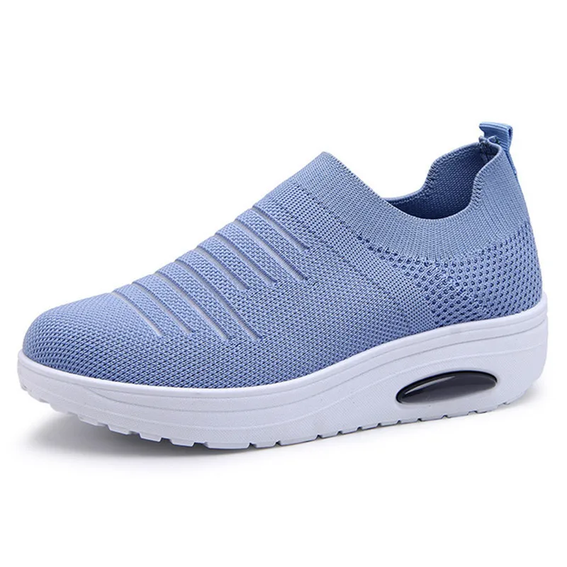 Summer new rocking shoes elastic socks mouth flying woven shoes women's air cushion shoes a pedal lazy casual shoes women