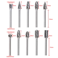 10pcset 18 shank tungsten carbide milling cutter rotary tool burr double diamond cut rotary tools electric grinding