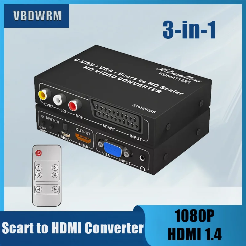

VGA Scart to Scaler HDMI-compatible Switch RGB Scart to HDMI-compatible scaler Mixed inputs composite AV Converter for wii DVD