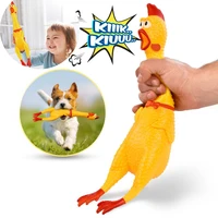 hot sell screaming chicken pets dog toys squeeze squeaky sound funny toy safety rubber for dogs molar chew toys