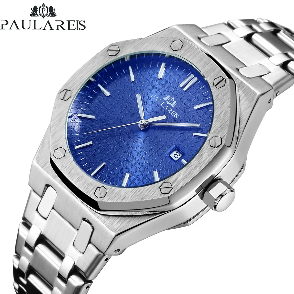 

PAULAREIS luxury Brand Men's Watches Automatic Mechanical oak Steel Belt Calendar Luminous Men's Match AUTOMATIC WATCH