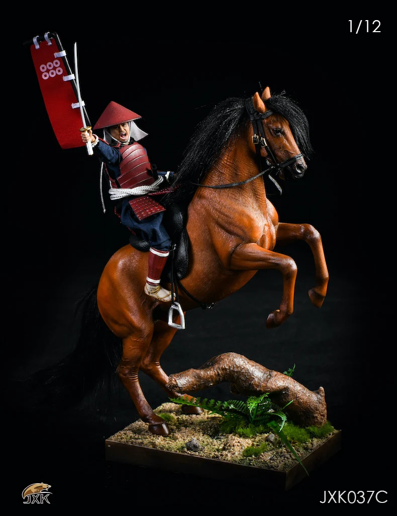 JXK JXK037 1/12 Warm-Blooded Horse 2.0 War Horse Version With Platform and Harness Animal Model War Scene Accessories