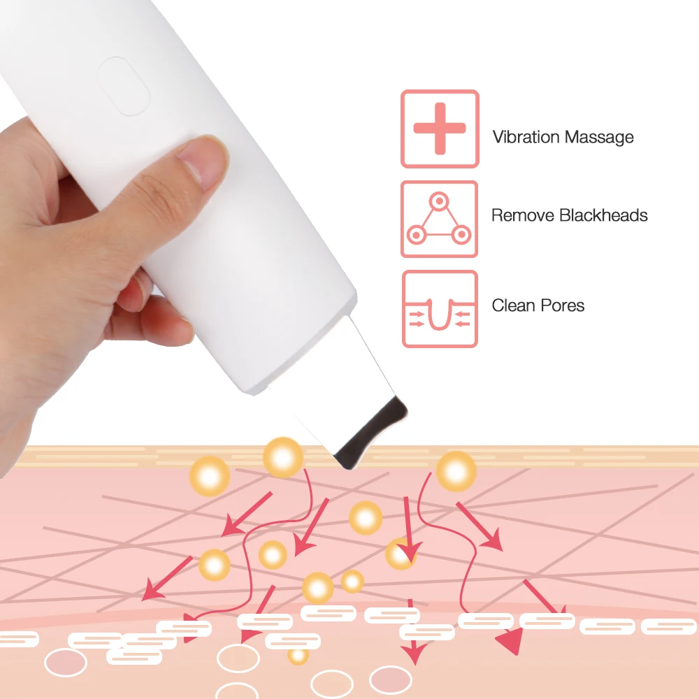 Перезаряжаемый ультразвуковой скребок для кожи аппарат очистки пор пилинга