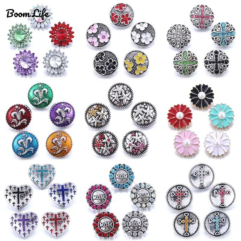 10 шт./лот опт металлические Смешанные Кнопки 18 мм со стразами для браслетов 20