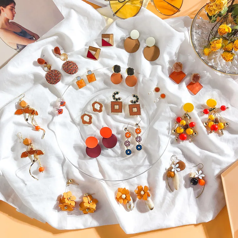 SP&ampCITY оранжевая Серия цветочный дизайн серьги с бахромой серьги-гвоздики