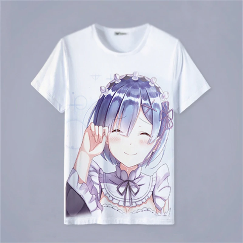 1pcs Anime Re:Life in A Different World from Zero Ram Rem Printed Unisex Short Sleeve T-shirt Cosplay Costume Women Men Gift |