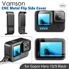 Съемный флип-аккумулятор Vamson CNC боковая крышка для экшн-камеры GoPro Hero 10 9 с пленкой из закаленного стекла для GoPro 10 Аксессуары