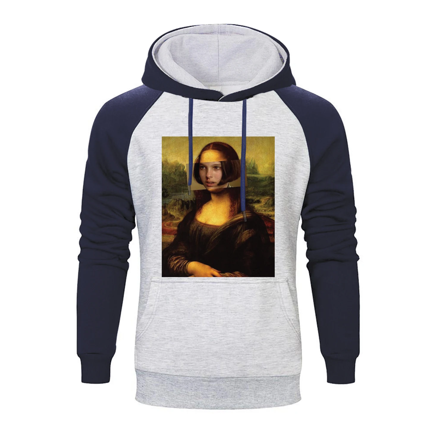 

Funny Da Vinci Mona Lisa Pulp Fiction Print Raglan Hoodies Men Hip Hop Hoodies Sweatshirt Mens Winter Fleece Harajuku Streetwear