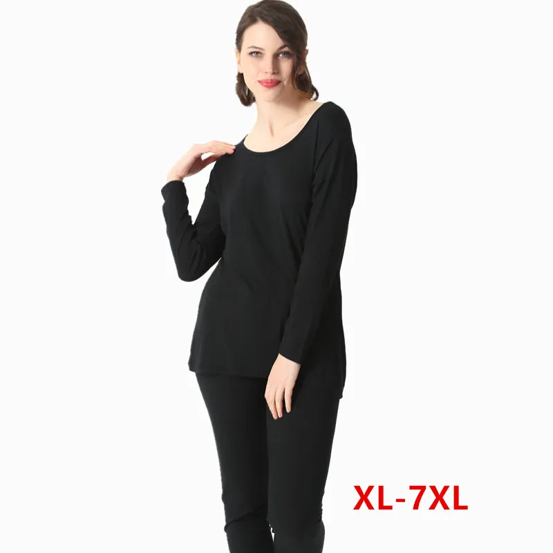 Fdfklak 2023 Autumn Winter Women Pajamas Set Plus Fat Oversized High Stretch Modal Home Clothes Sleepwear Underwear Suit XL-7XL