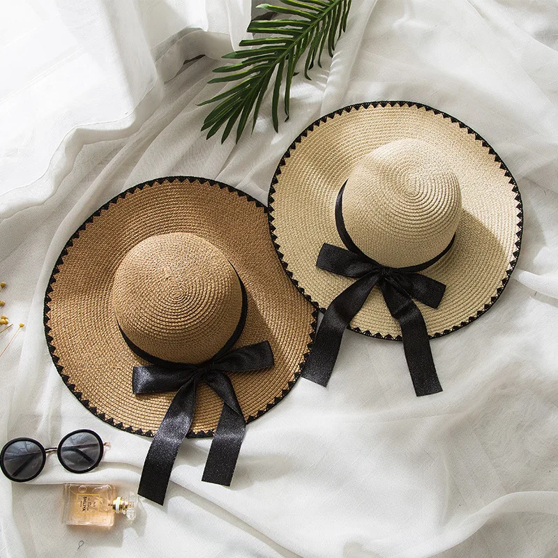 

Hat Female Summer Seaside Holiday Big Brim Straw Hat Foldable All-Match Wide Brim Beach Sun Protection Sun Hat Sun Hat