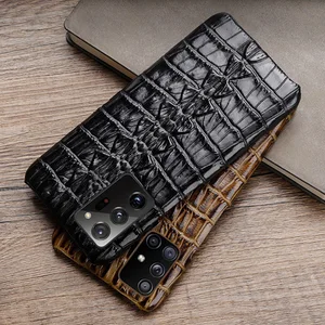 genuine leather phone case for samsung galaxy s20 s10 s10e note 10 20 ultra case cowhide crocodile tail for s8 s9 plus cover free global shipping