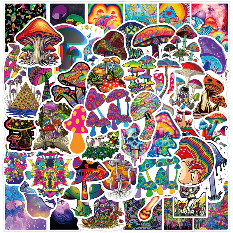

10/30/50Pcs Psychedelic Mushroom Graffiti Waterproof Stickers Motorcycle Bicycle Helmet Motor Laptop Joke Kid Classic Toy Gift