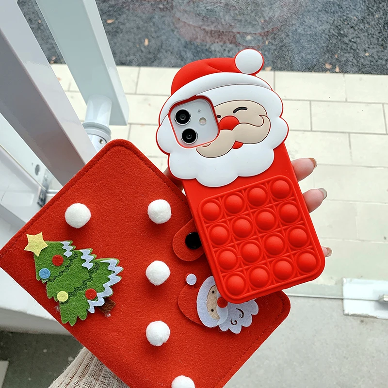 

Christmas gift case for iphone 7 8 x 11 12 6 s pro max plus soft stress Reliever Silicone Cover for iphone x xr 7 8 plus case
