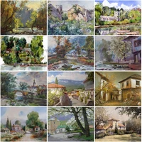 diy diamond painting abstract art country street scenery pastoral full drill embroidery cross stitch mosaic kit home decor gifts