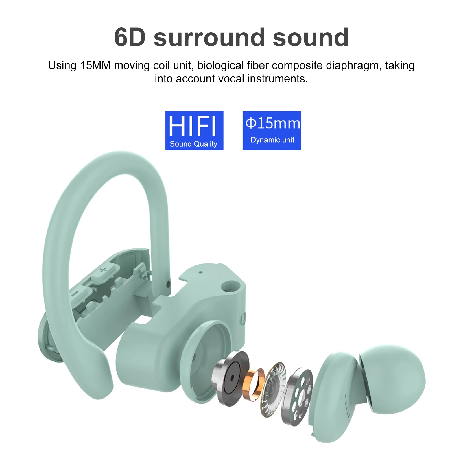 Беспроводные наушники TWS Bluetooth 5 0 спортивные 6D крючком для iphone xiaomi | Электроника