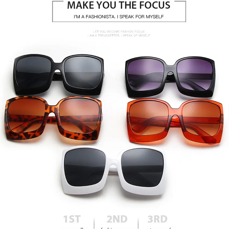 

Fashion Oversized Women Sunglasses Plastic Female Big Frame Gradient Sun Glasses Mujer