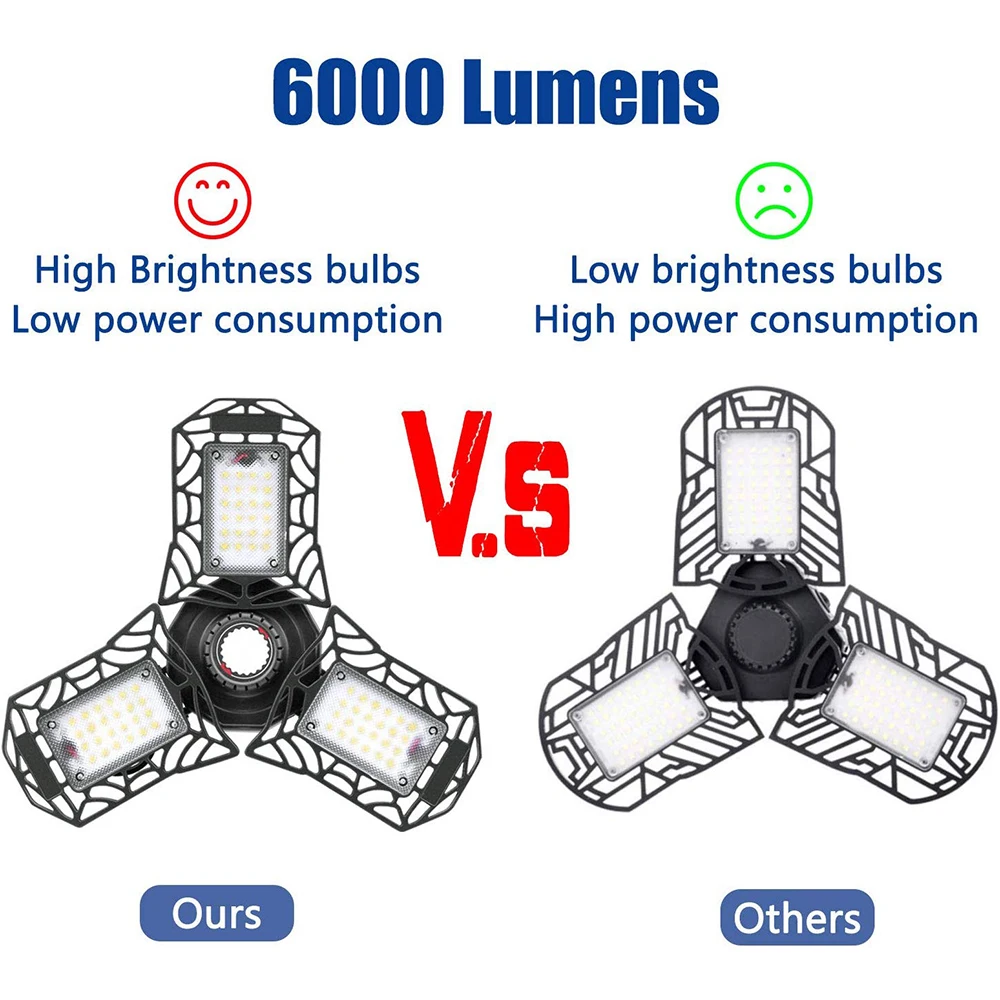 Светодиодный светильник для гаража 80 Вт потолочный лампа с индукцией радара 6000лм