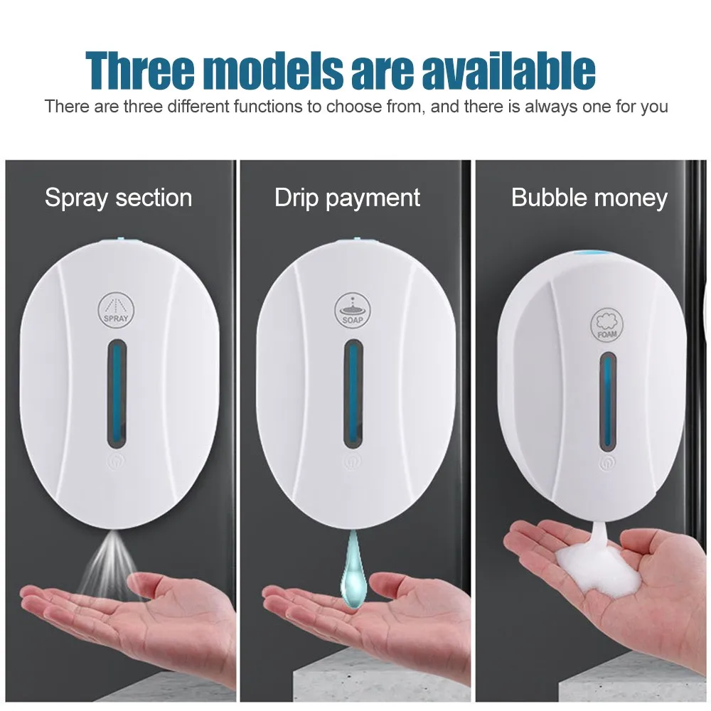 

Automatic Electric 550ml Liquid Soap Dispenser USB Charging Wall-Mounted Touchless Sensor Hand Washer Home Foam/Liquid/Spray