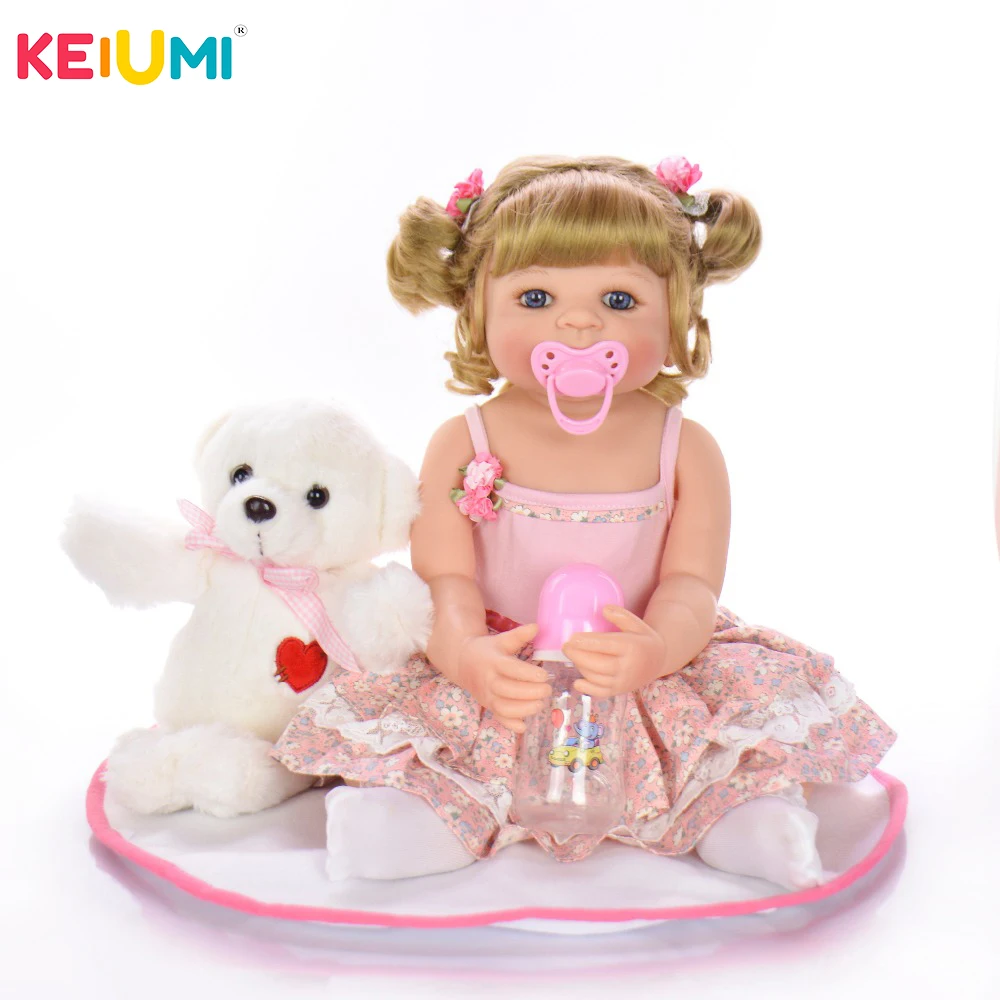 

KEIUMI Sweet Princess Reborn Menina Boneca Gold Curls 22 Inch Fashion Full Silicone Vinyl Ethnic Reborn Baby Doll To Kid's Gift