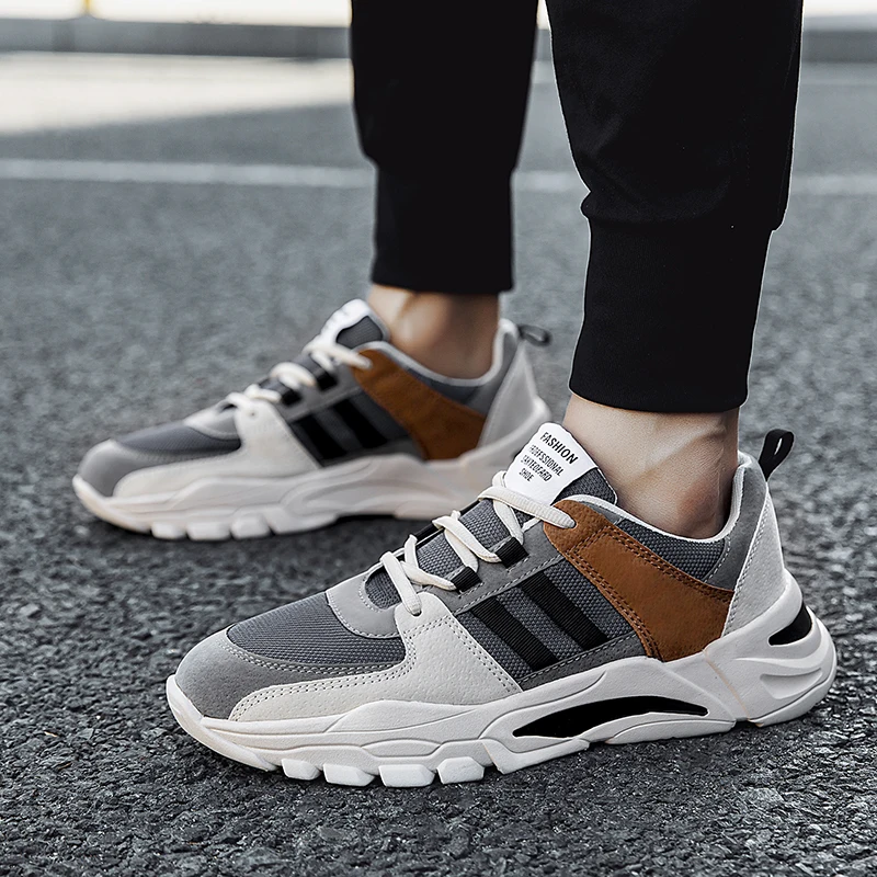 

2021 Summer Men's Comfortable Running Shoes Mesh Breathable Shoes Joker simple Jogging Lace-up Soft bottom Sneakers Non-slip