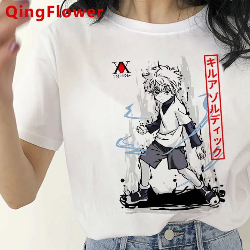 Hunter x Killua Hisoka Kurapika одежда футболка женская 2021 белая с принтом tumblr для пар | Женская