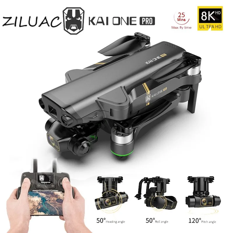 

KAIONE Pro GPS Drone 8K HD Dual Camera Three-axis gimbal Brushless Motor With 5G Wifi Quadcopter Rc Distance 1.2km Gifts