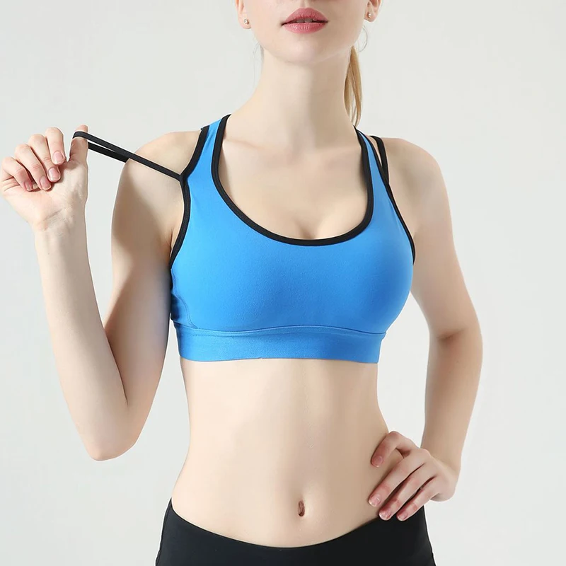 

Peachmiss Fake Two-piece Running Sports Wear for Women Gym Fitness Bra Vest Beauty Back Sports Underwear Women Yoga Clothing