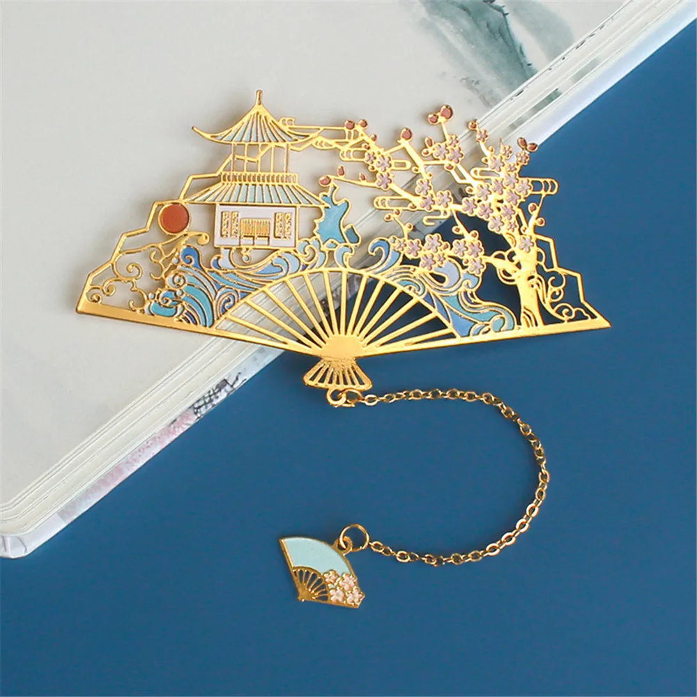 

Chinese Style Brass Bookmark Tassel Pendant Retro Book Clip Metal Pagination Mark Student Gift Stationery School Office Supplies
