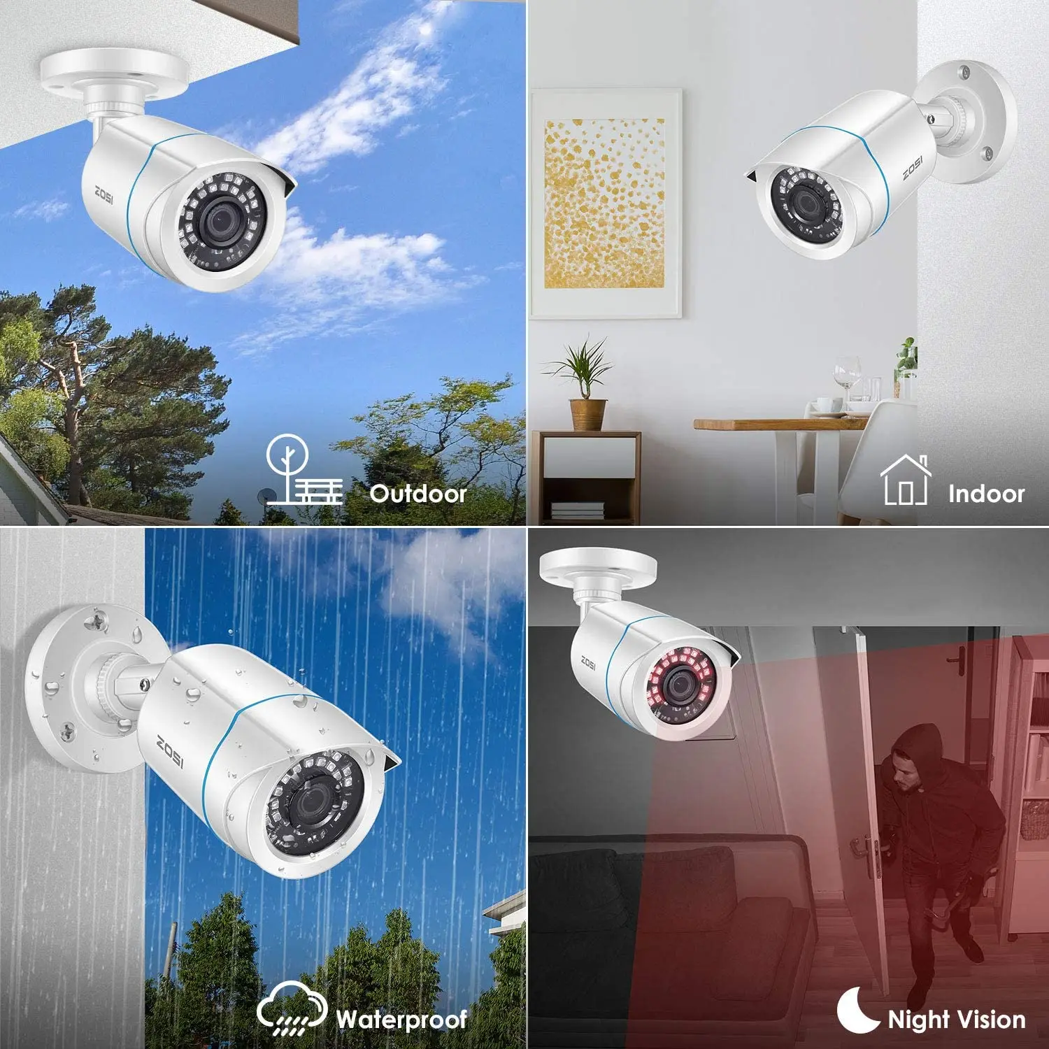 zosi hd 1080p 2mp h 265 tvi cctv video home security ir night vision weatherproof bullet camera for surveillance system free global shipping