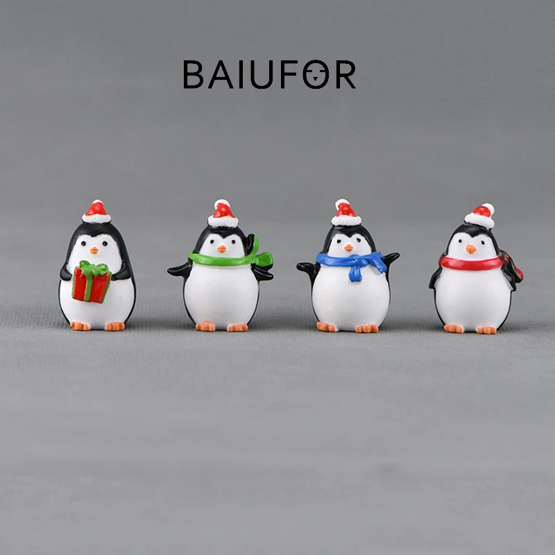 BAIUFOR миниатюрные рождественские фигурки пингвинов Сказочный Сад Миниатюрные микро мох Снежный пейзаж diy Террариум аксессуары