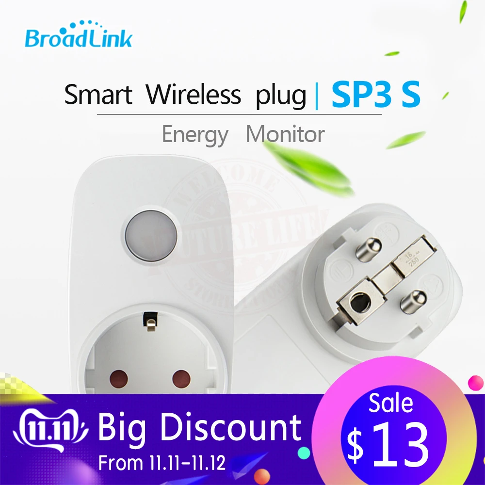 Модернизированный Broadlink SP3S SP3 S монитор мощности умный беспроводной WiFi розетка пульт дистанционного управления с измерителем мощности IOS Android