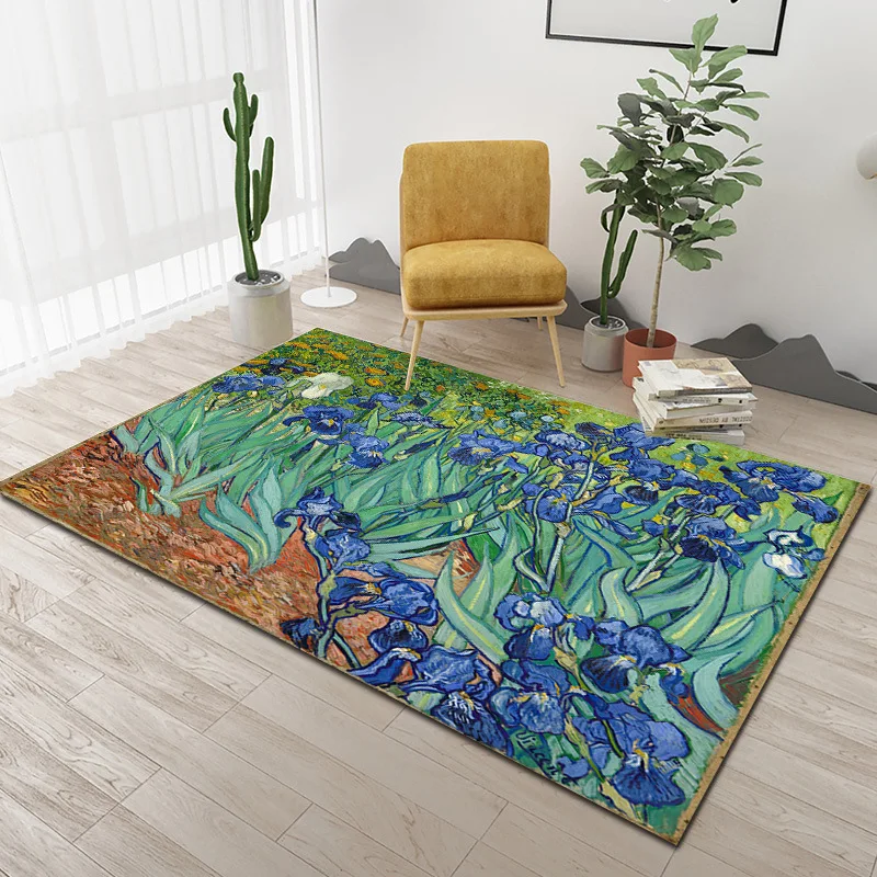 

Van Gogh Oil Painting Carpet Bedroom Living Room Rug Kitchen Bath Floor Mats Doormat Entrance Tatami Bedside Pad Home Decoration
