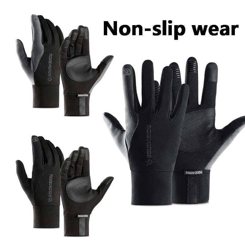 

Мужские кожаные перчатки унисекс, теплые зимние варежки с толстой подкладкой для сенсорного экрана, для вождения