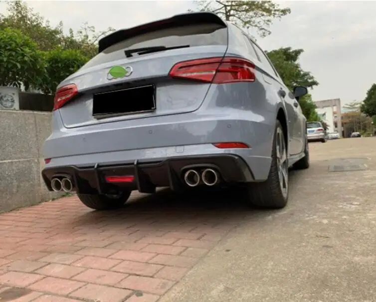 

For Audi A3 S3 Sportback 2017 2018 2019 2020 Carbon Fiber Rear Diffuser Lip Spoiler High Quality Bumper Car Accessories