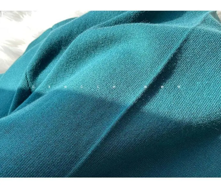 

Lantern Long Sleeve Knitting Cloth Mid-Calf A-Line Casual Solid Sweater Dresses For Women